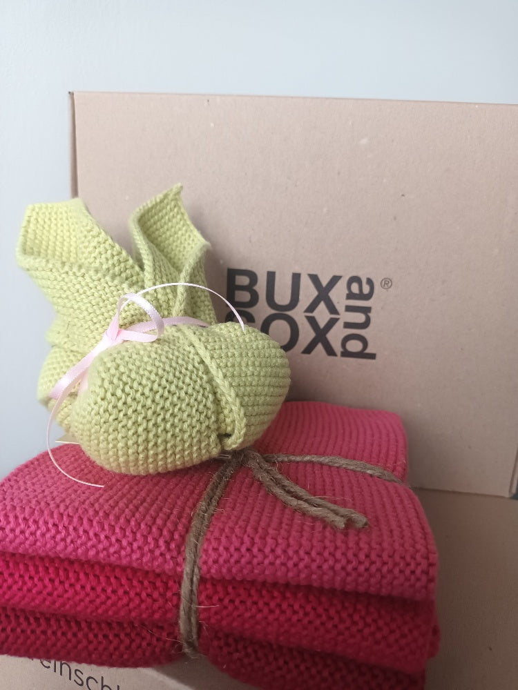 Wischtücher von Solwang Design Dänemark in Bio-Baumwolle gestrickt | 4 Tücher Oma Ella rot