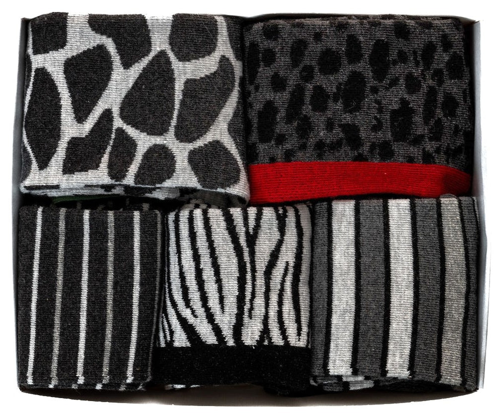 Socken für Damen und Mädchen mit Animal- und Streifenoptik | 5 Paar Herzige Hilda