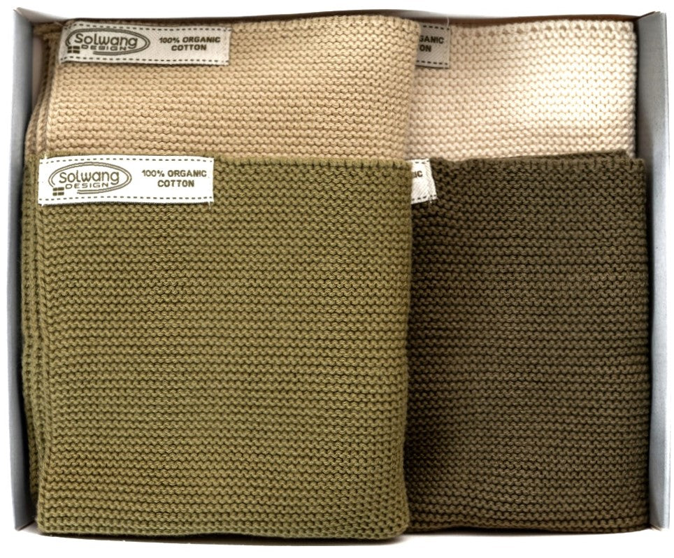 buxandsox.shop - gestrickte Spüllappen in olivtönen