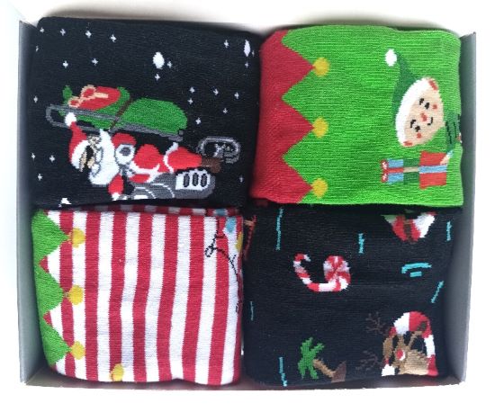 Bunte Weihnachtssocken für Damen, Herren und Kinder | 4 Paar Rock Christmas