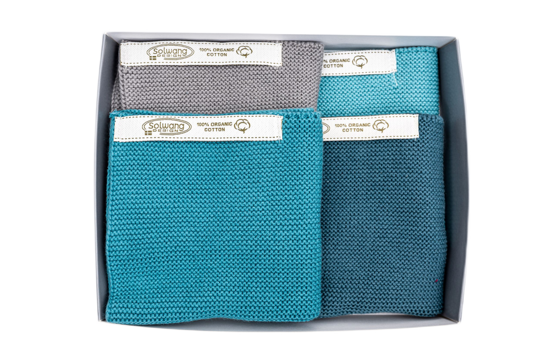 Wischtücher von Solwang Design Dänemark | 4 Tücher Oma Ella Azur