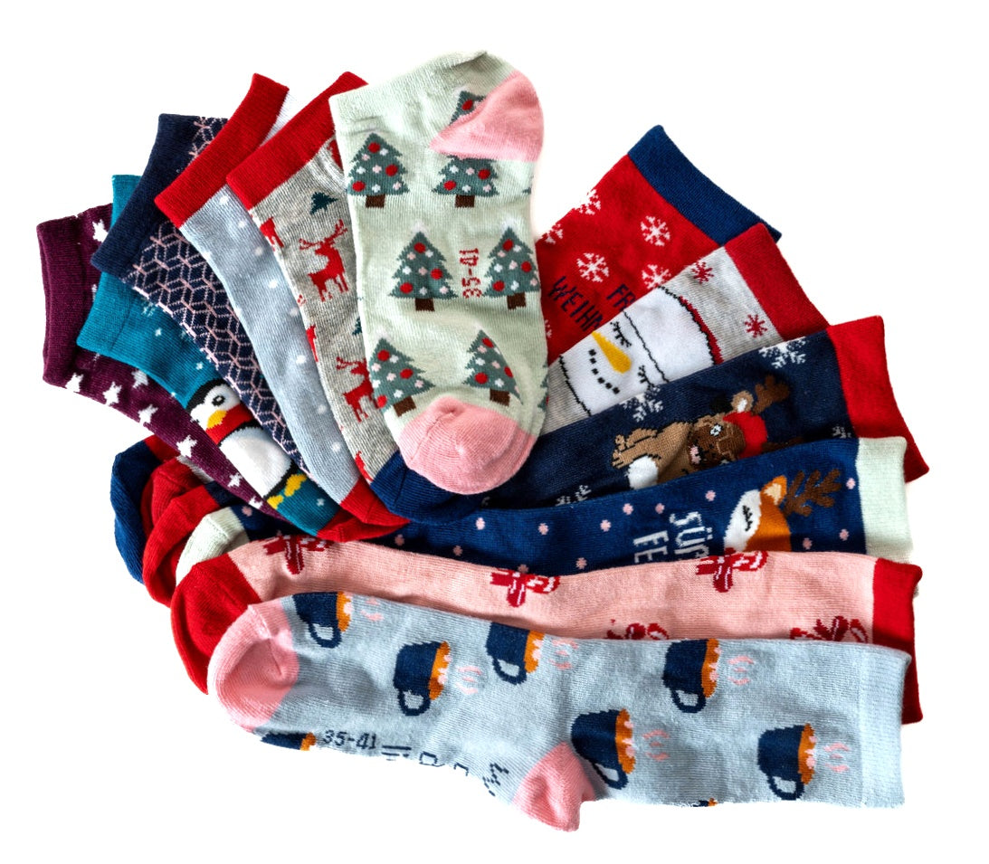 Socken-Adventskalender für Damen und Mädchen | 12 Paar AdventsSox