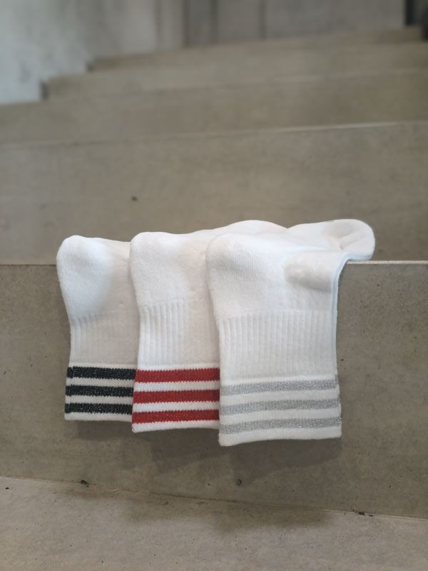 Tennissocken mit Lurex-Streifen für Mädchen und Damen | 3 Paar Glitzi Leni