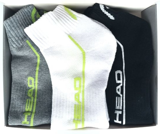 HEAD Sportsocken atmungsaktiv mit gepolster Sohle knöchelhoch | 3 Paar Flinker Floh