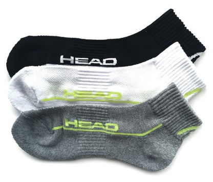 HEAD Sportsocken atmungsaktiv mit gepolster Sohle knöchelhoch | 3 Paar Flinker Floh