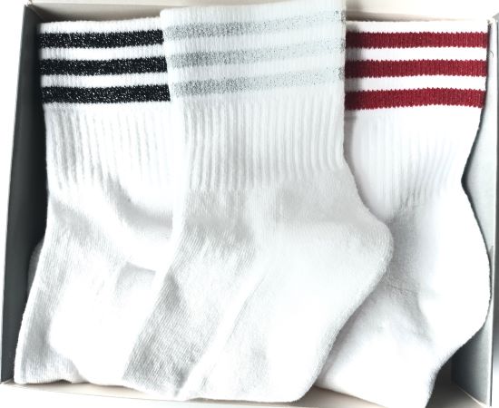Tennissocken mit Lurex-Streifen für Mädchen und Damen | 3 Paar Glitzi Leni