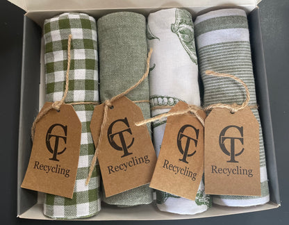 Geschirrtücher nachhaltig aus recyceltem Material | 4-er Set Tante Tilda grün