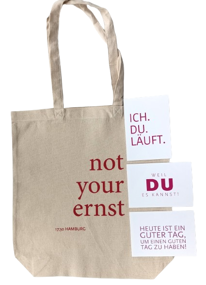 Baumwolltasche & Sprüche-Postkarten | not your ernst Geschenkbox