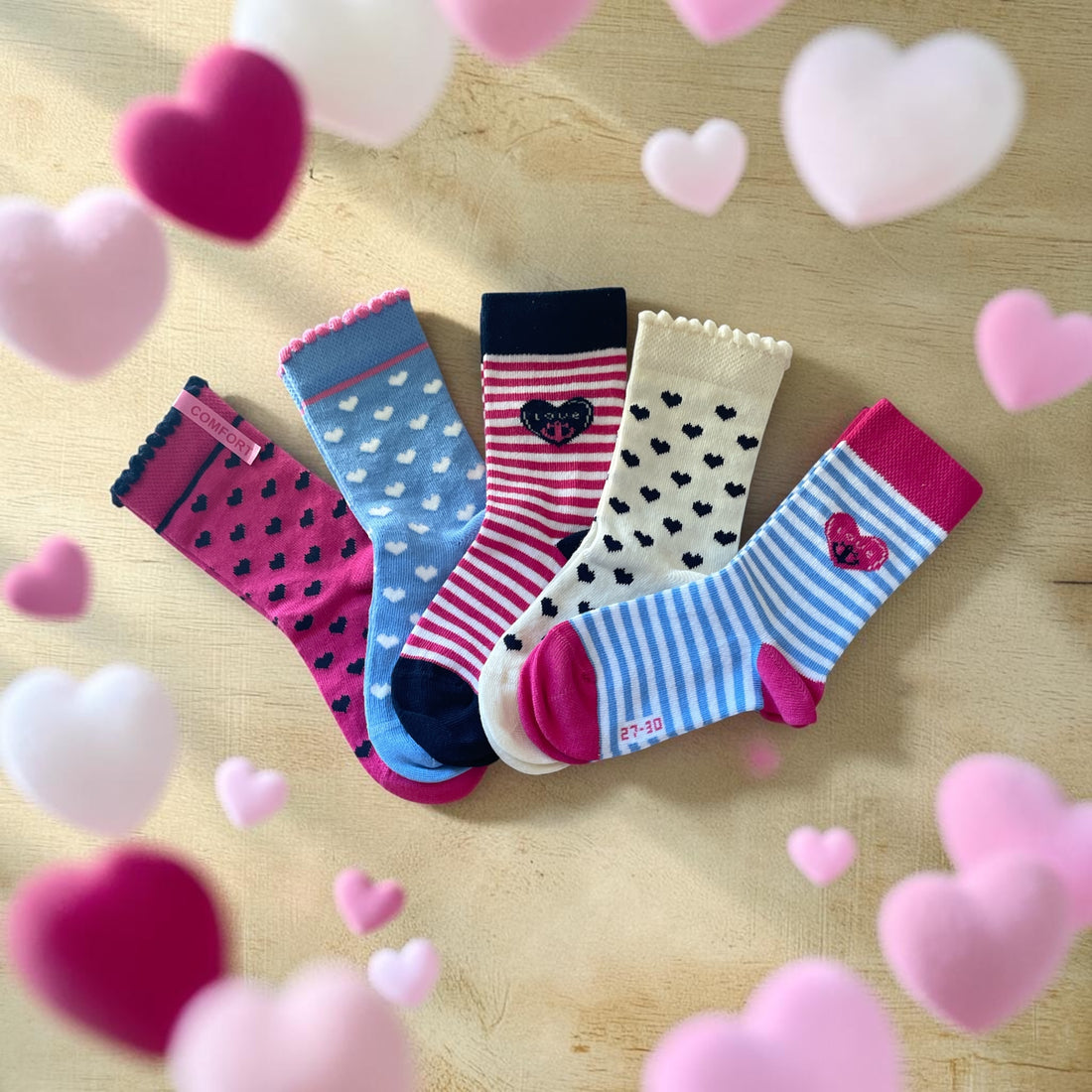 Bunte Mädchensocken | 5 Paar Herzle Lilly