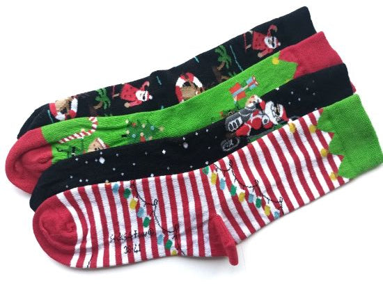 Bunte Weihnachtssocken für Damen, Herren und Kinder | 4 Paar Rock Christmas