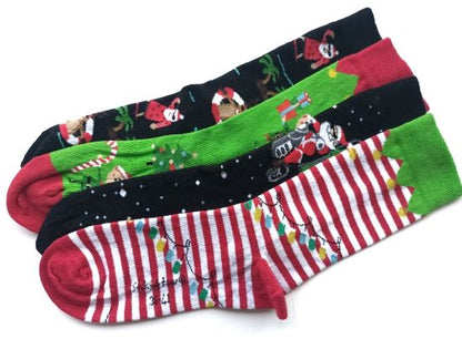 Bunte Weihnachtssocken für Damen, Herren und Kinder | 4 Paar Rock Christmas