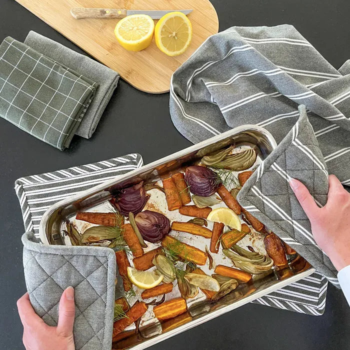 Geschirrtücher nachhaltig aus recyceltem Material im nordischen Design | 4-er Set Tante Tilda oliv